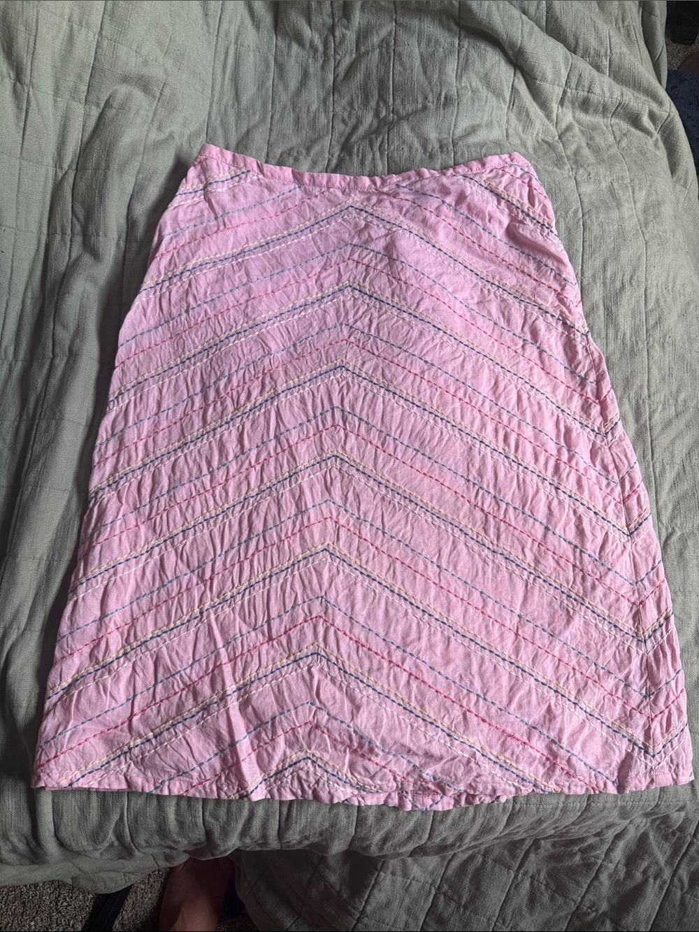 Vintage/Y2K French Connection Pink Chevron embroidered  A- Skirt sz. 10